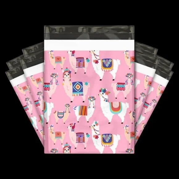 30 Poly Mailers/shipping Bags/ 30 Thank you Stickers - Llamas & plain white - Picture 1 of 3